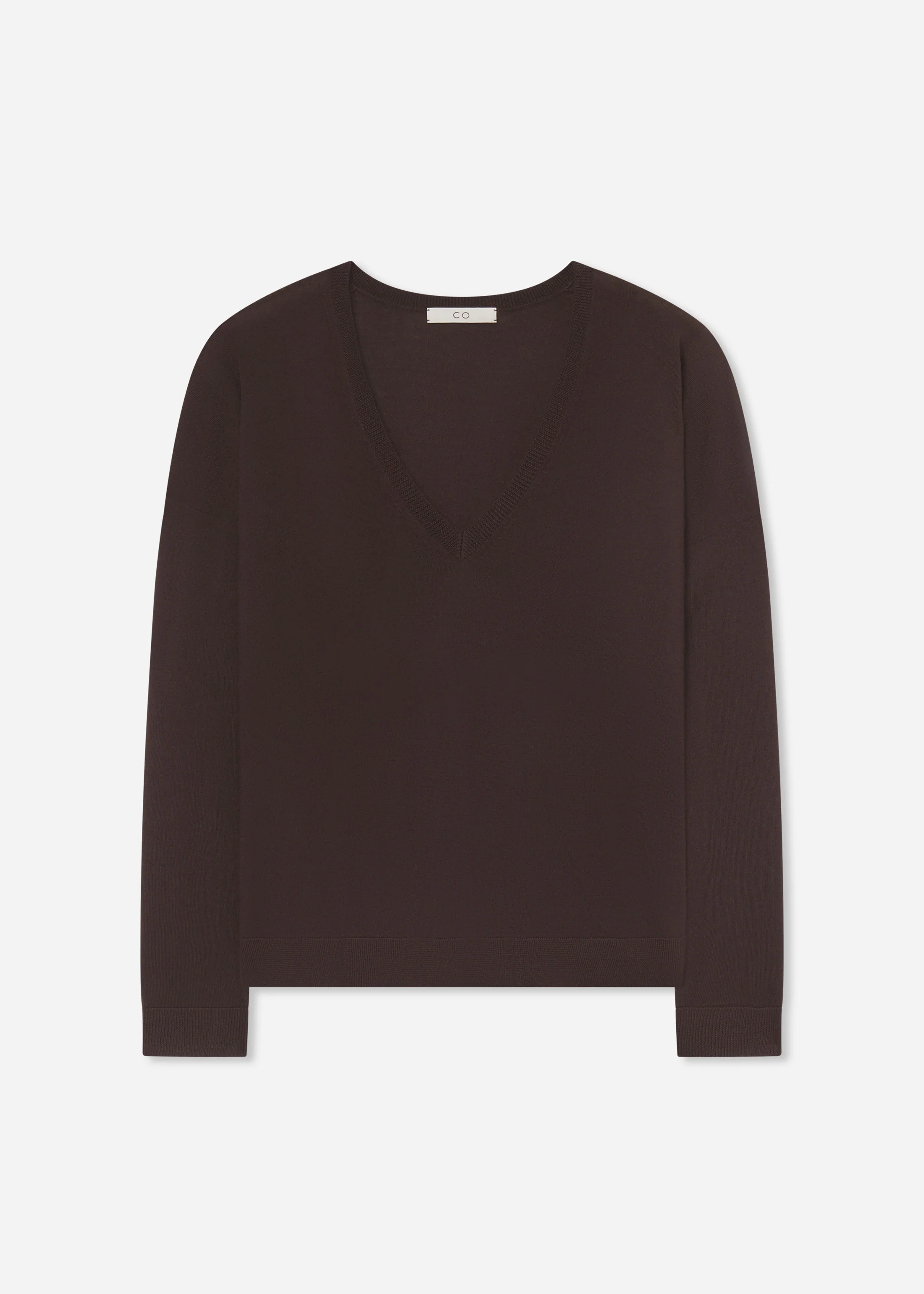 V-Neck Sweater in Baby Cashmere - Chocolate - Image 5