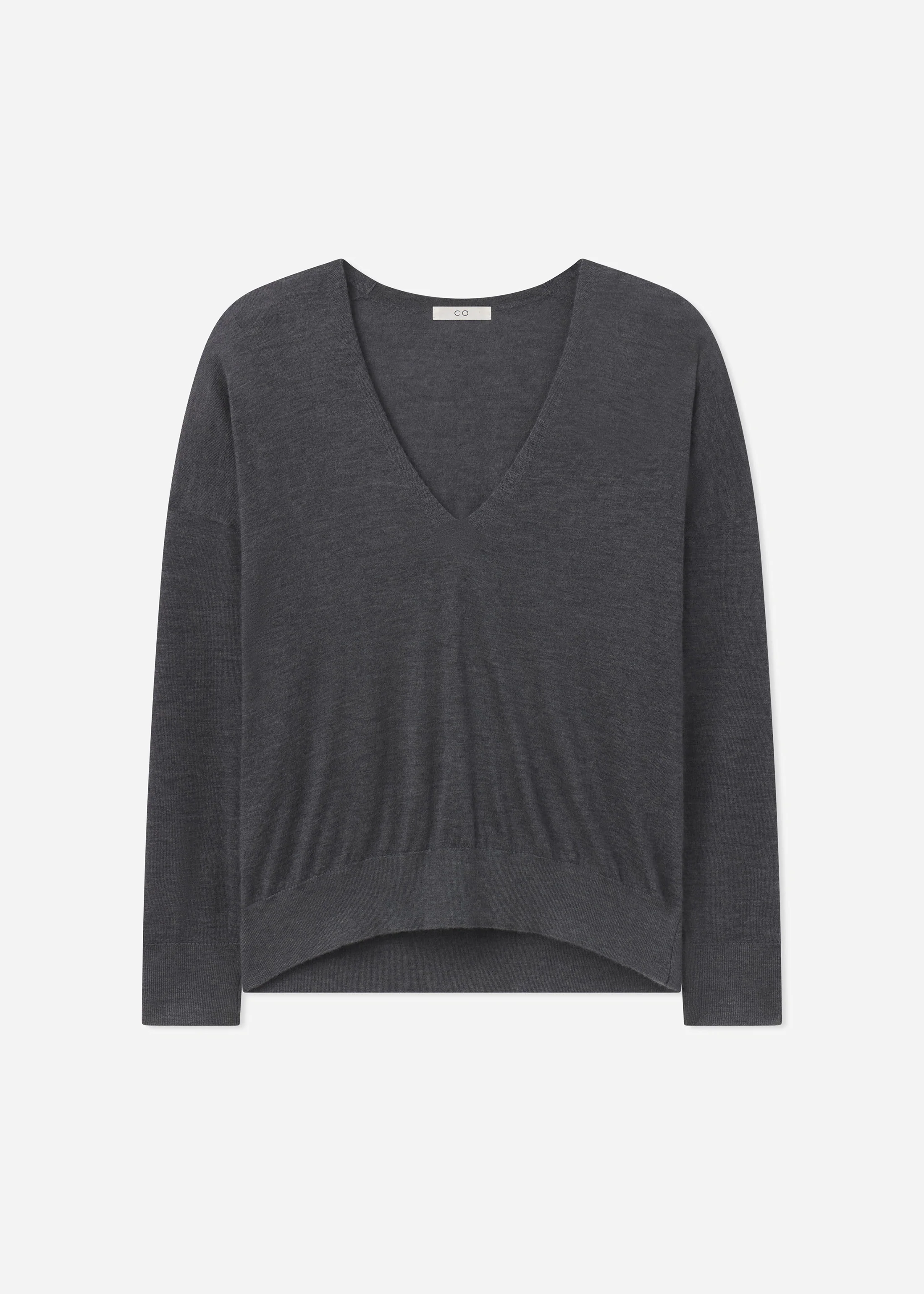 V-Neck Sweater in Fine Cashmere - Grey - Image 4