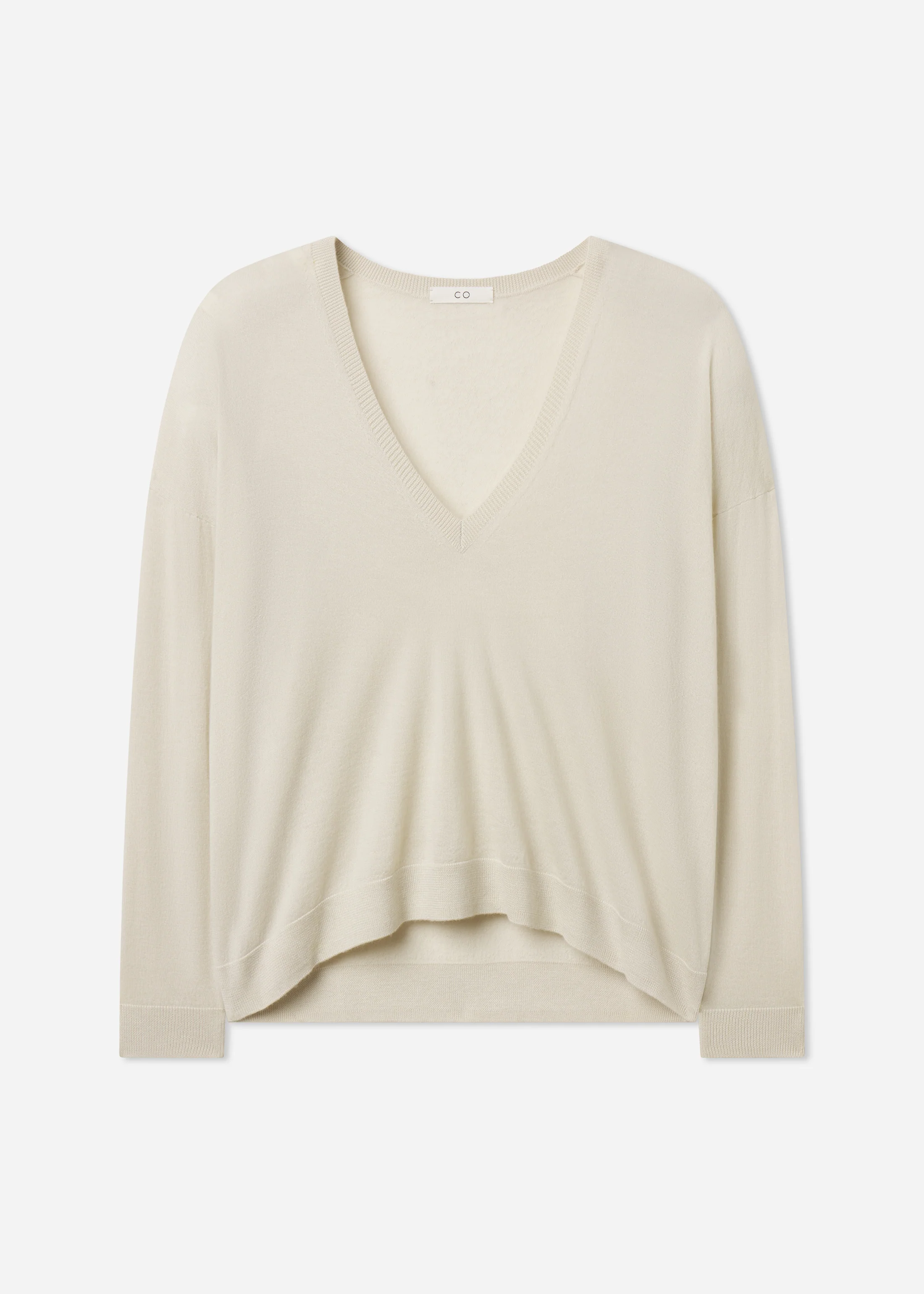 V-Neck Sweater in Fine Cashmere - Pearl - Image 4