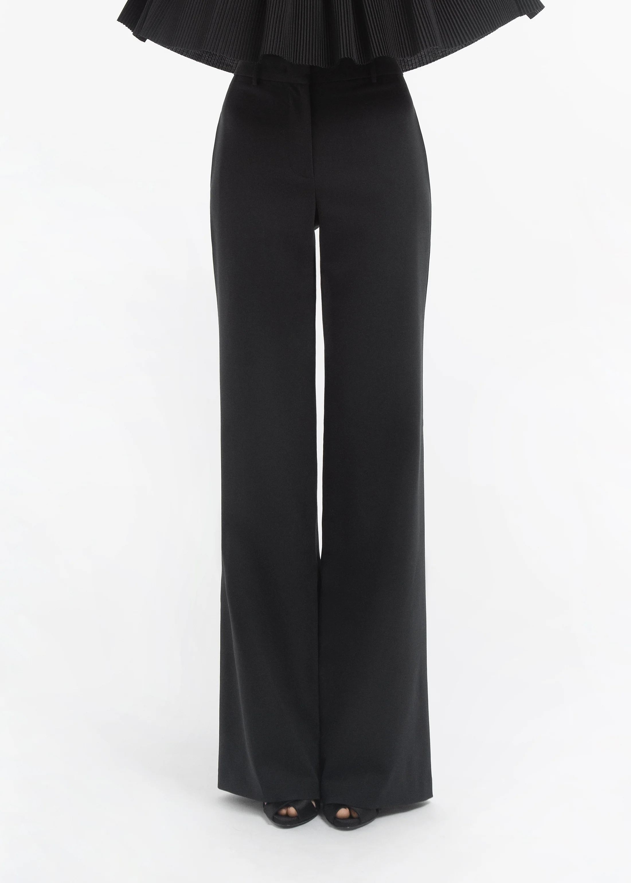 Wide Leg Trouser in Cotton - Black - Image 2