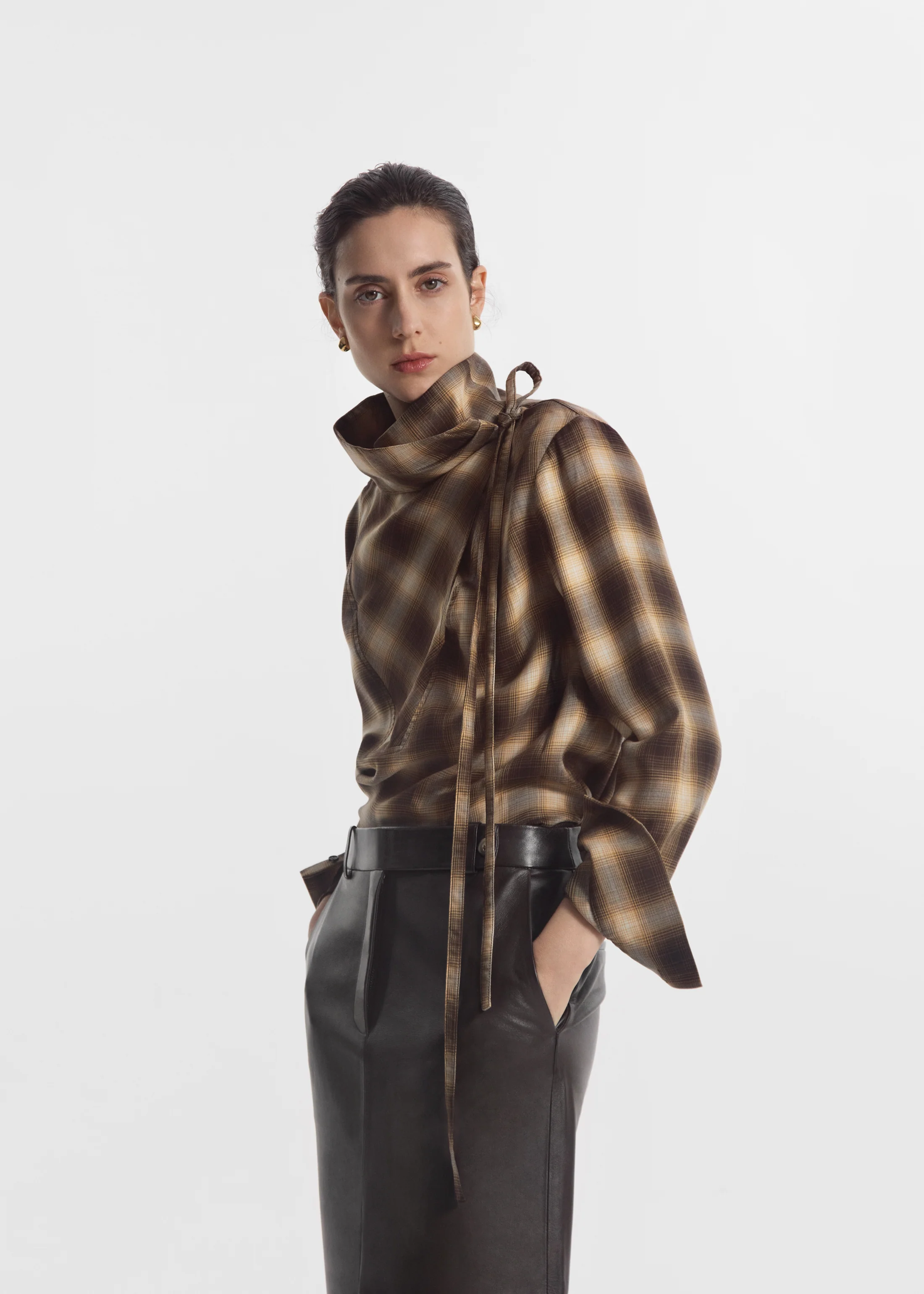 Workwear Shirt in Tencel Plaid - Brown Multi