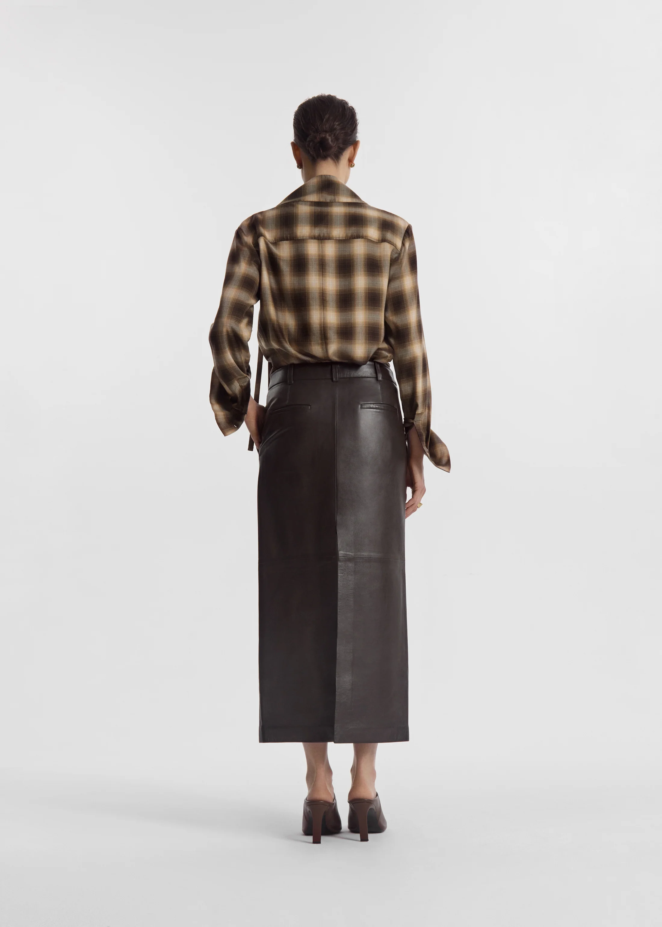 Workwear Shirt in Tencel Plaid - Brown Multi - Image 3