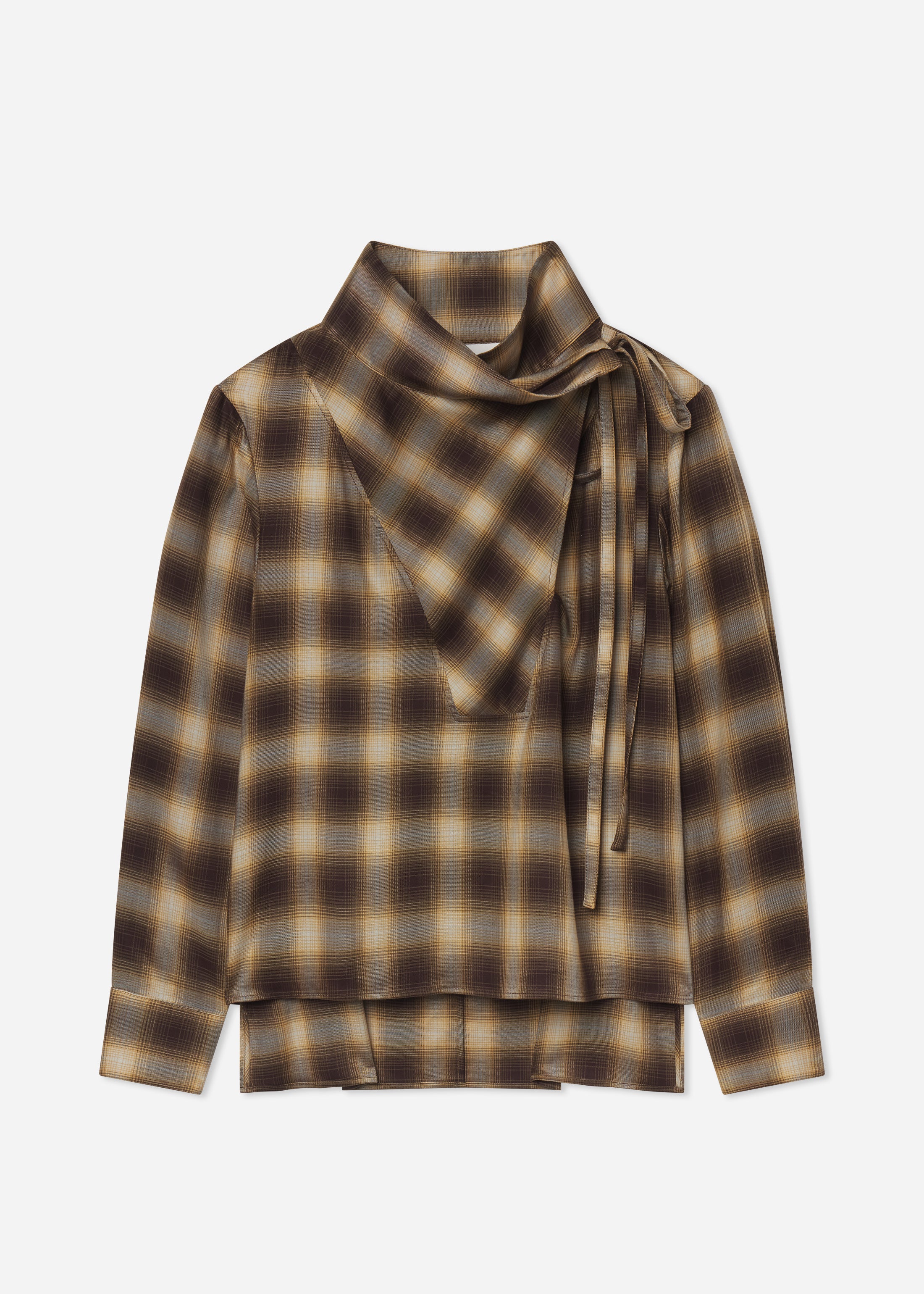 Workwear Shirt in Tencel Plaid - Brown Multi - Image 5