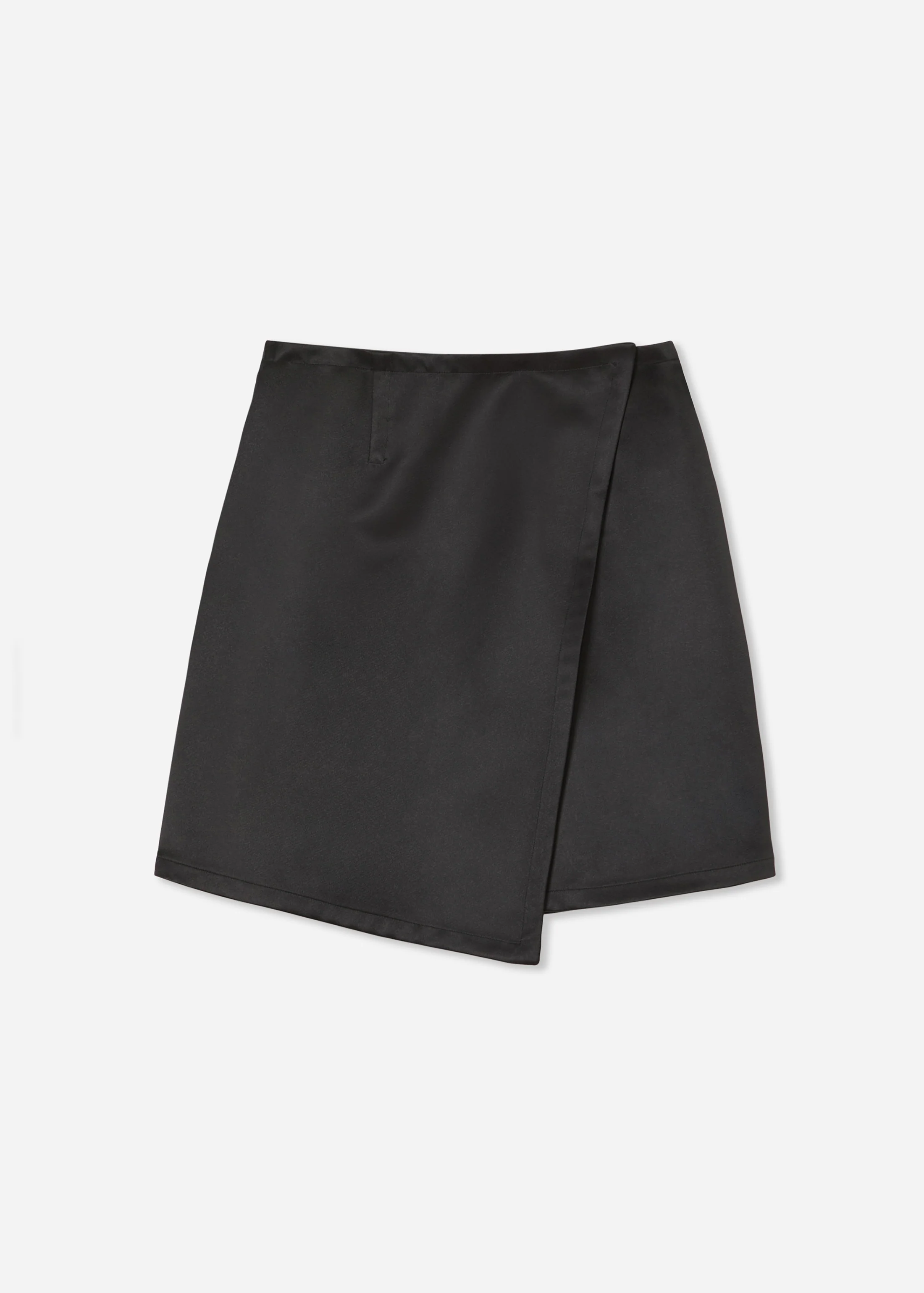 Wrap Mini Skirt in Duchess Satin - Black - Image 6